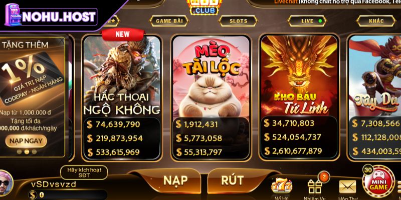 Hitclub – Điểm Đến Lý Tưởng Cho Tín Đồ Săn Jackpot Hấp Dẫn 1 Tổng quan sảnh nổ hũ Hitclub