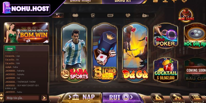 BOMWIN - Cổng Game Đỉnh Cao Đang Khuấy Đảo Cộng Đồng 2 Giao diện LED rực rỡ